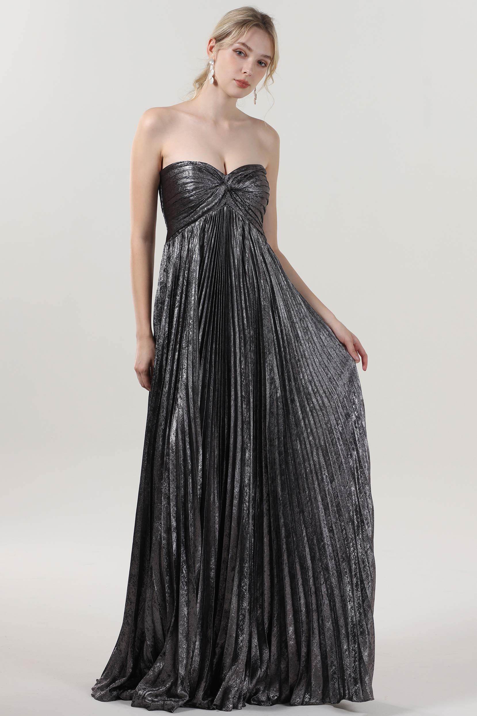 A-Line Maxi Metallic Formal Dress CS0654 - COCOMELODY